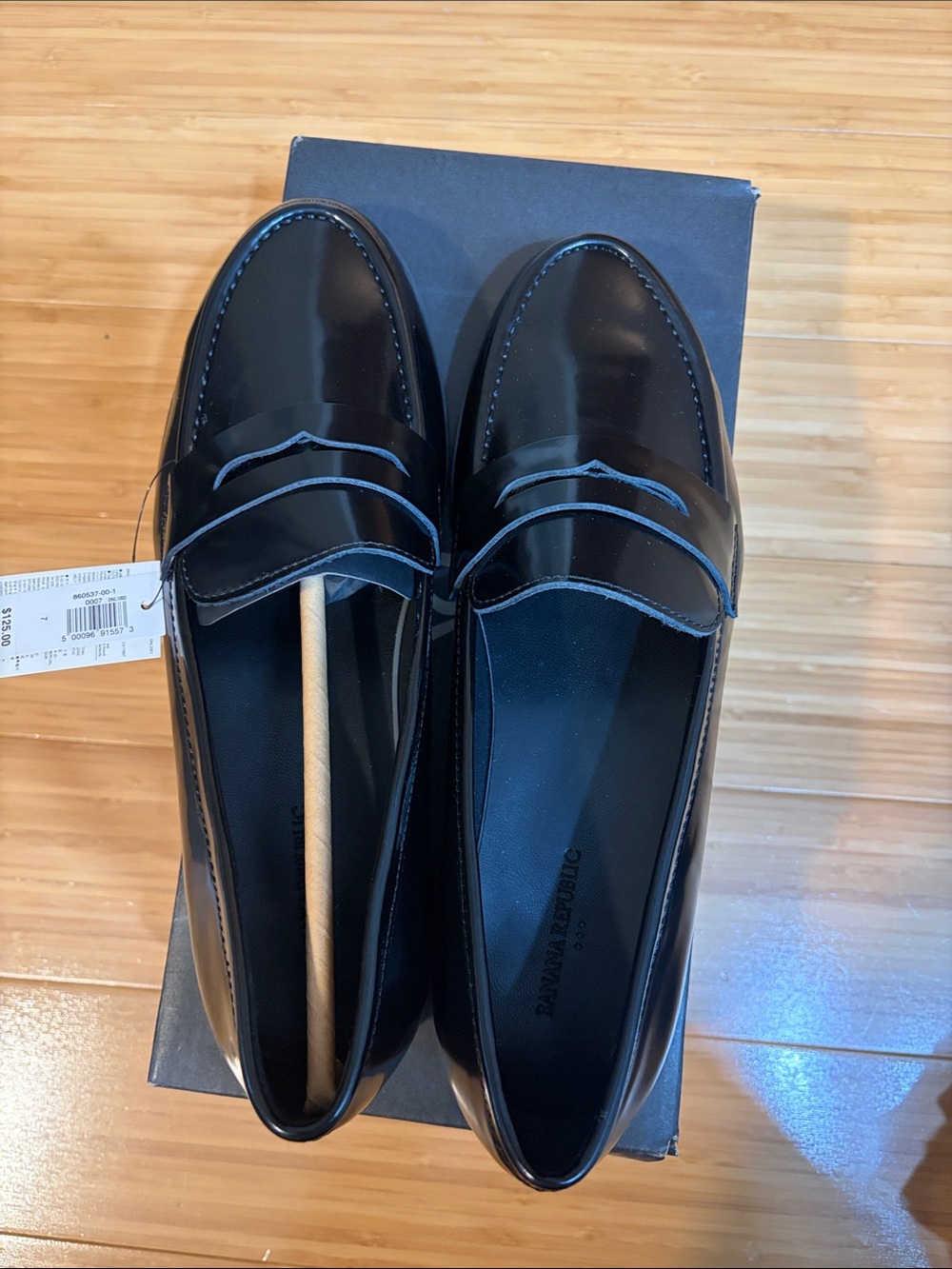 Banana Republic Black Leather Penny Loafers